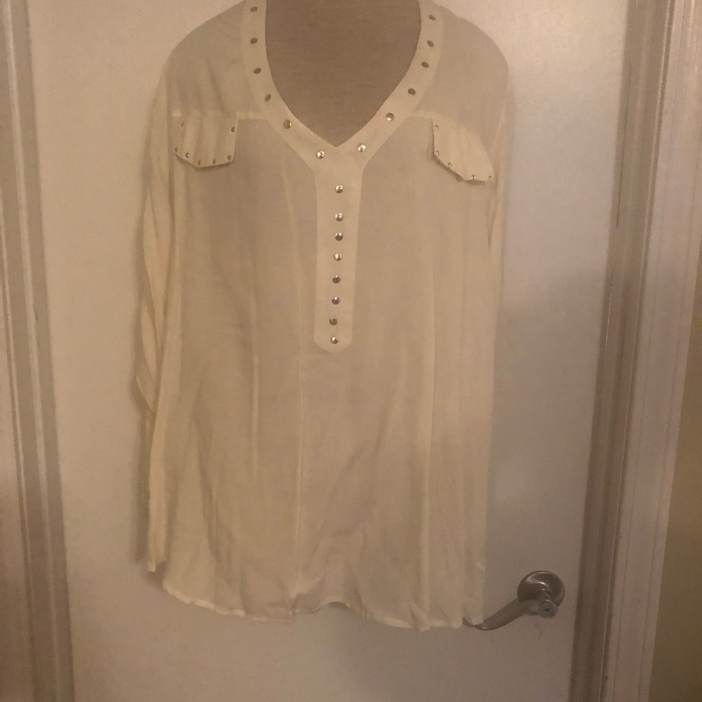 Riley+James cream studded blouse